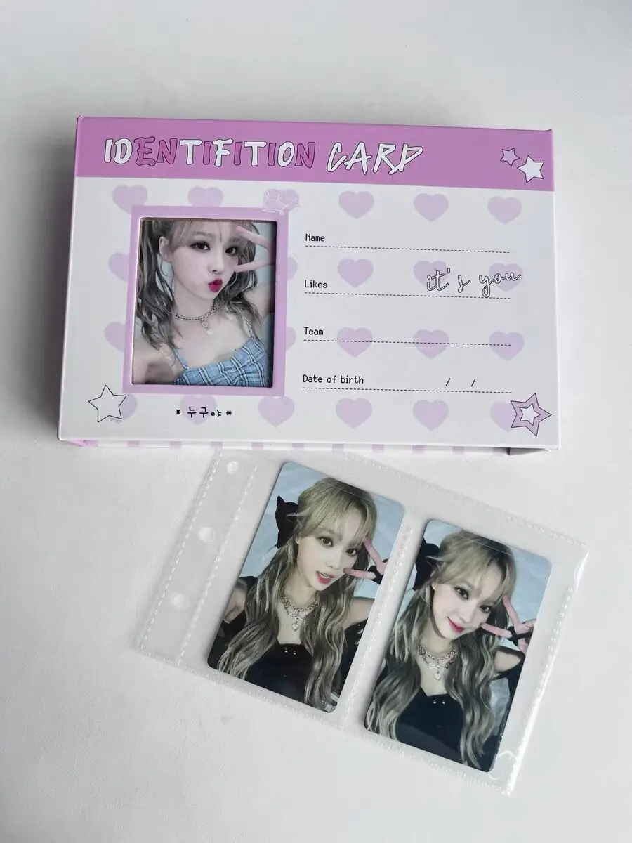 MINKYS Kawaii 2 Pockets ID Card Type 3 inch Kpop Photocards Binder Book Idol Photo Cards Album Collection Book