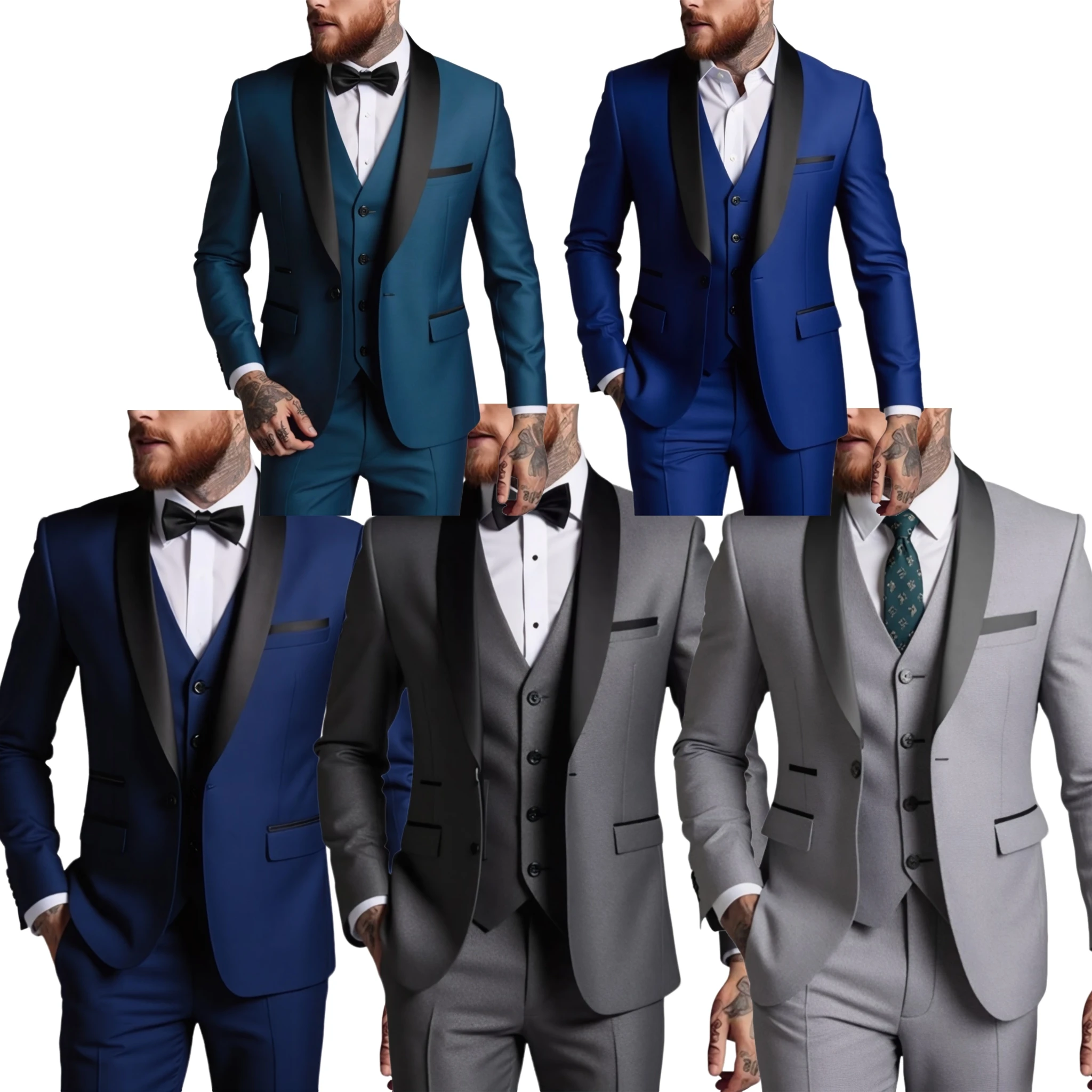 

Autumn Wedding Party Three Pieces Set Blazer Coat Pants Vest Fashion Male Outfit Classic Style 3 Piece