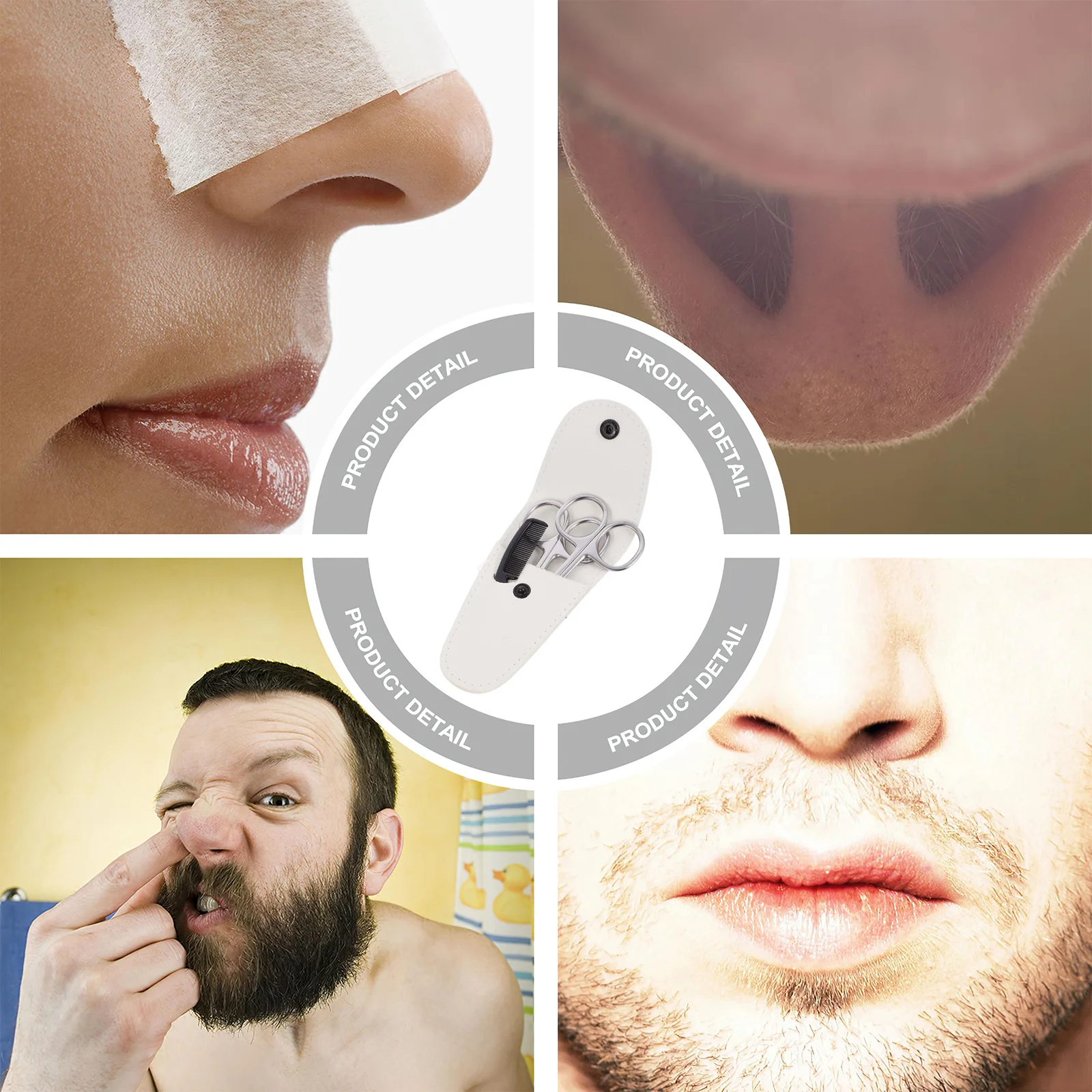 

4Pcs Nose Hair Scissors Set Stainless Steel Beard Mustache Trimming Shears Precision Cutter Grooming Kit Portable