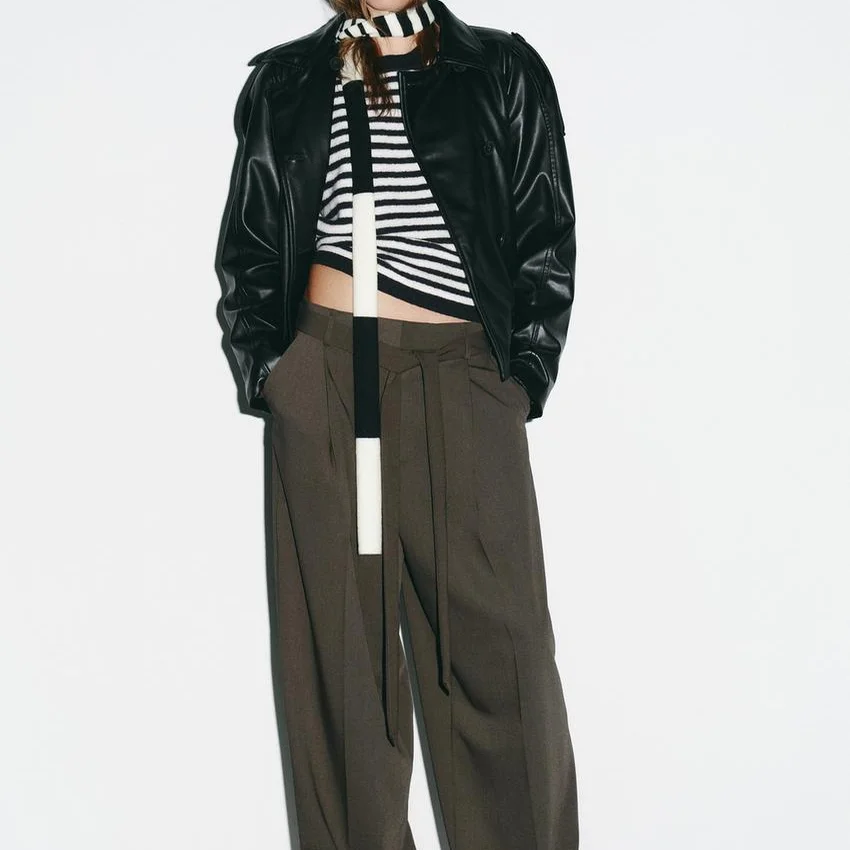 Faionable Simplici Design in similpelle Cappotto lungo Sve ort Donna Autunno Nuovo Sle 2025 Calore Fibra di poliestere 00%