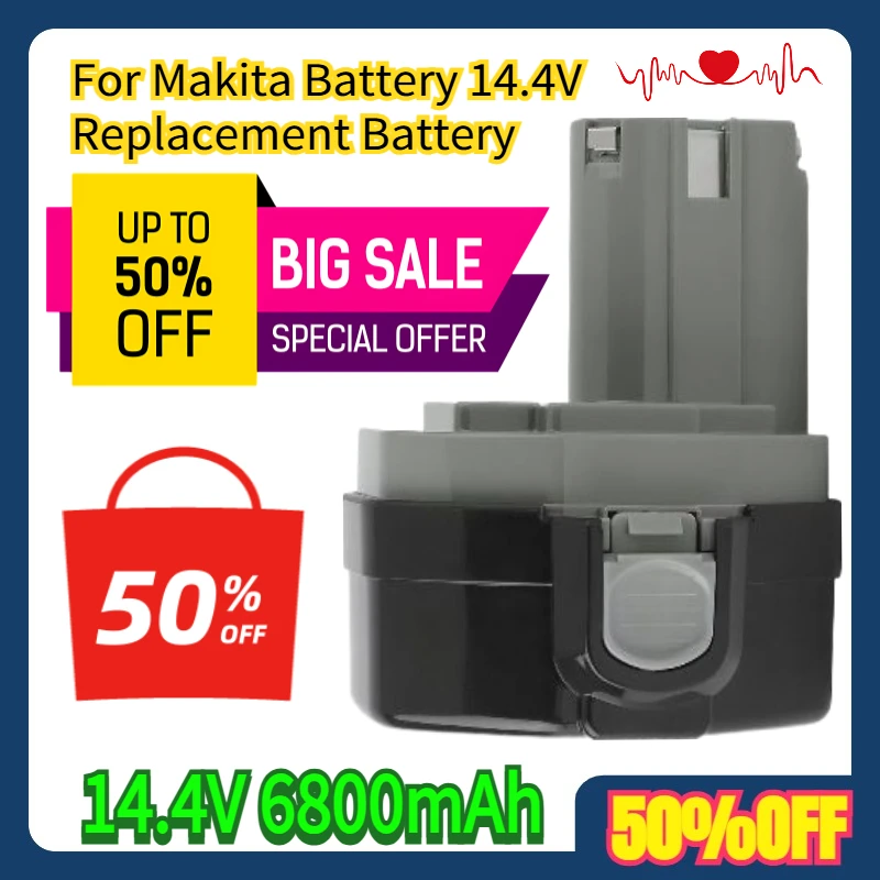 

For Makita Battery 14.4V PA14 1420 1422 1433 1434 1435 1435F 192699-A 14.4V NI-MH 4800-12800mAh Replacement Battery