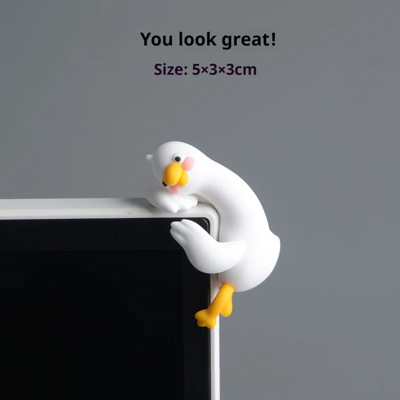 Cute Duck Resin Stress Relief Ornament Squishy Fidget Toy 5x3x3cm For Computer Monitor Edge Car Dashboard Desktop Office Workers