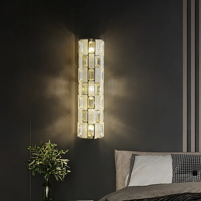 

Modern Crystal Wall Light G4 Bulb Foyer Bedroom Restaurant Aisle Sconce Lamp Gold Chrome Stainless Steel 40/50/60cm Dropshipping