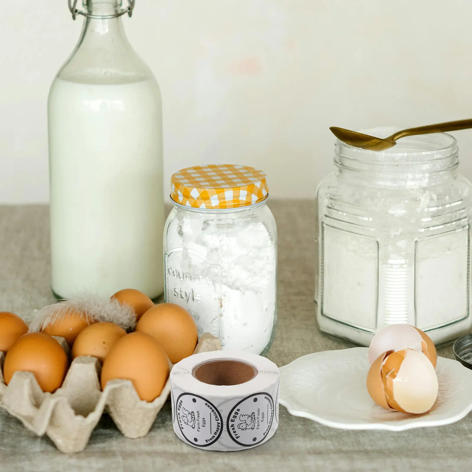 

Round Egg Carton Labels 3.81 Cm Farm Produce Stickers for Fresh Eggs Packaging Farmer Market Solution