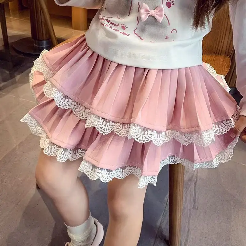 

Girls' Half length Skirt Spring And Summer 2026 New Style Children's Princess Lace Splicing Cake Short Skirt 90-160CM