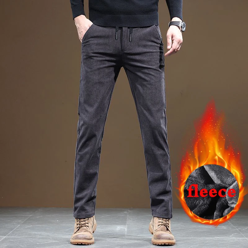 

2026 New Corduroy Fabric Men's Business Casual Trousers Autumn Winter Style Small Straight Slim Versatile Cargo Pants