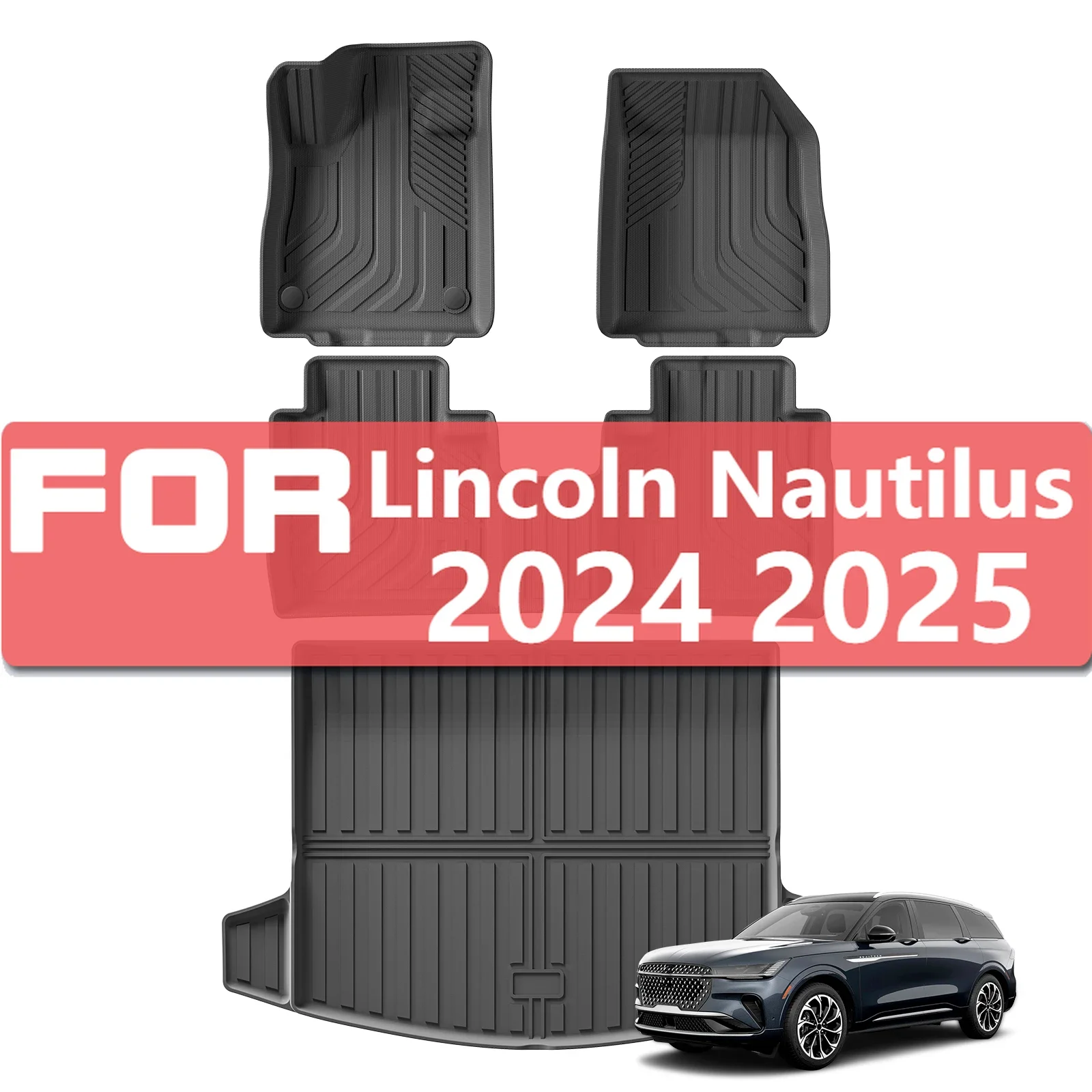 

For Lincoln Nautilus 2024 2025 Car Floor Mats Cargo Liner Trunk Pad TPE Foot Mat Black Left Hand Drive