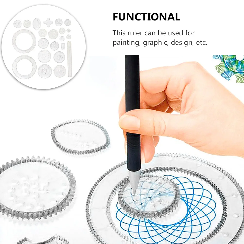 1Set Curve Ruler Drawing Kit Transparent Durable Plastic Creative Interlocking Gear Drawing Tool for Students Designers