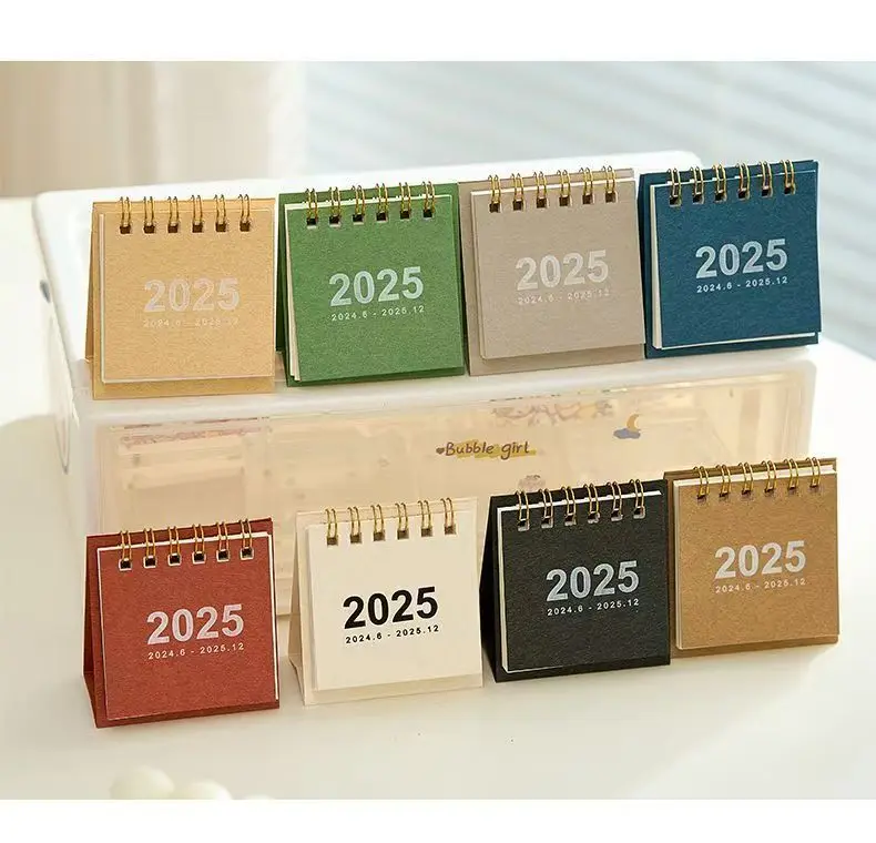 2025 صغير بسيط صغير أجندة مكتبية /رزنامة مكتبية جيب المحمولة مذكرة يومية التقويم مخطط سطح المكتب الديكور