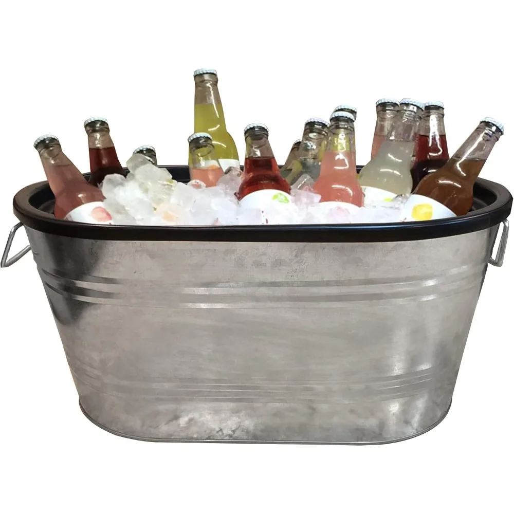 

Insulated Beverage Ice Tub Galvanized Metal Bucket HDPE Interior Soda Beer Champane