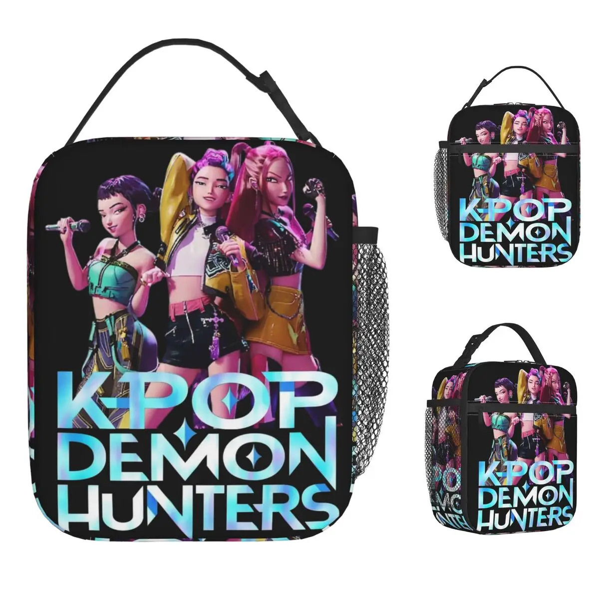 

Huntrix Demon Hunters анимационная сумка для обеда, забавный ланч-бокс для унисекс, офисная портативная сумка-холодильник, водонепроницаемая термосумка-тоут