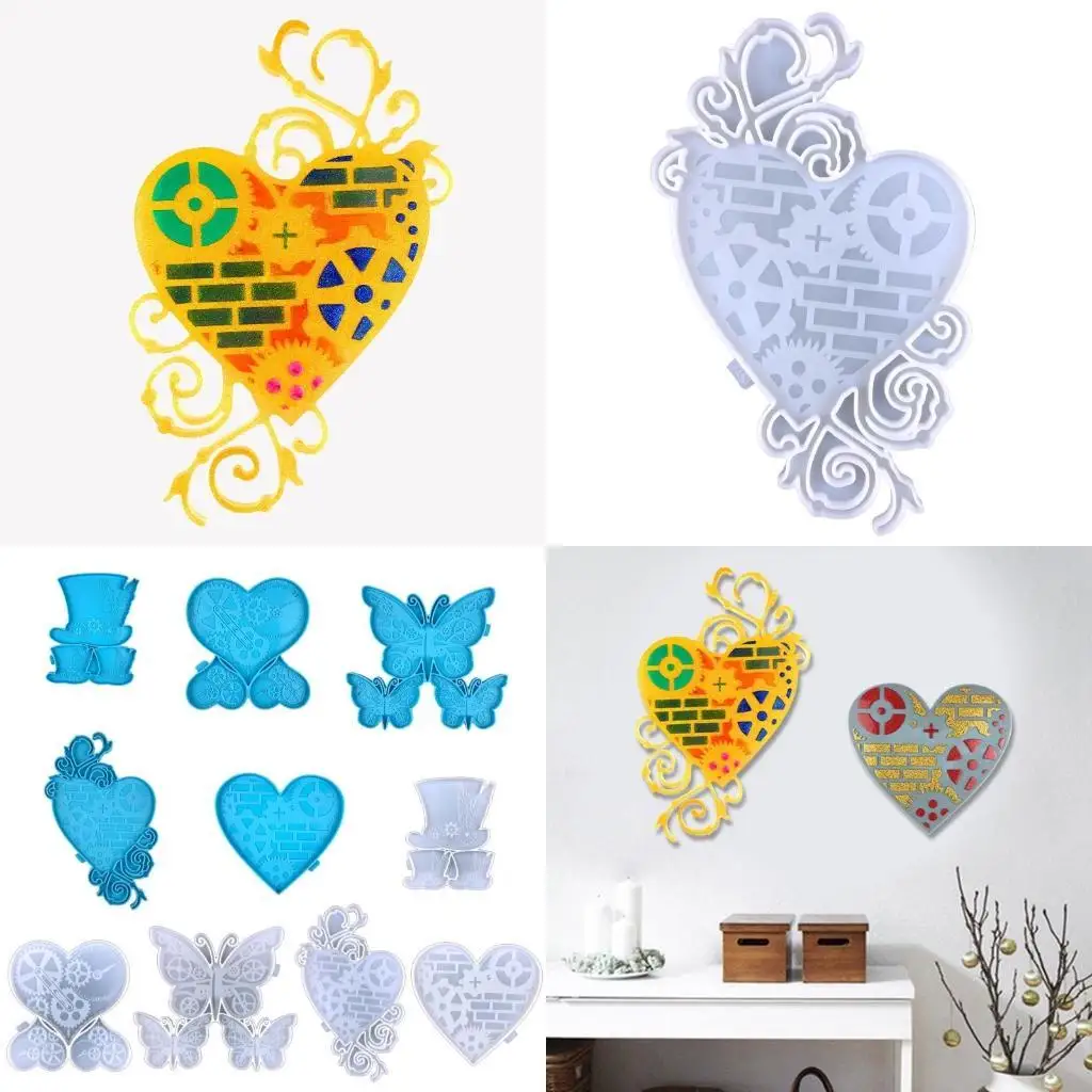   Gear for Butterfly Resin Mold Love Hat Silicone Molds Epoxy Casting Mould for Wall Hanging Mount Decor DIY Jewelry Craft