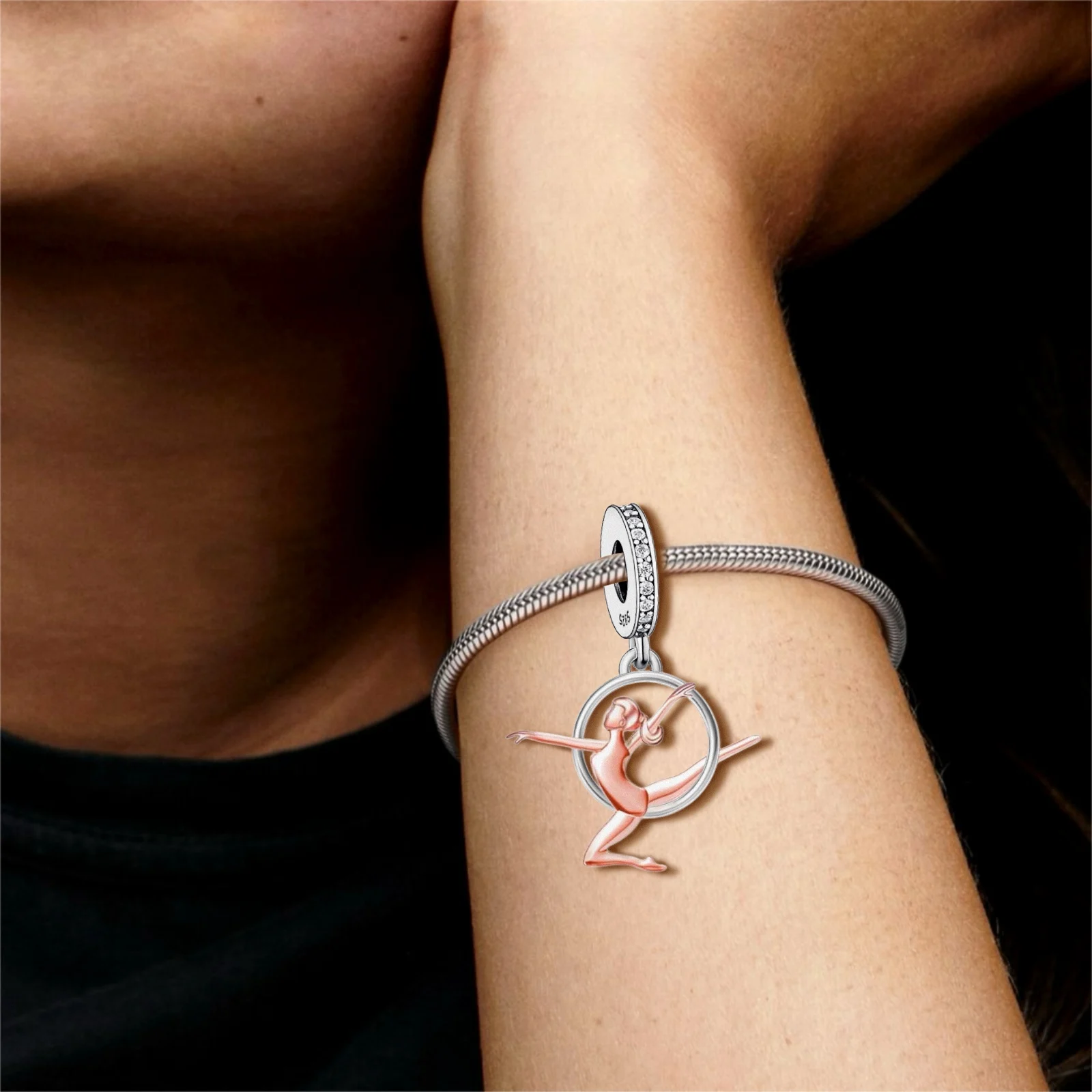 Fit Original Pan Charms Bracelet 925 Silver Never Give up Your Dreams Gymnast Bead For Making Teacher Gymnastics Team Berloque
