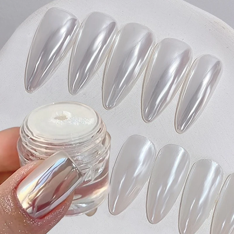 1Box Moonlight Mirror Nail Powder Silver Fine Dust Metallic Effect Auroras Pigment Chrome Laser Gel Nail Decoration Manicure