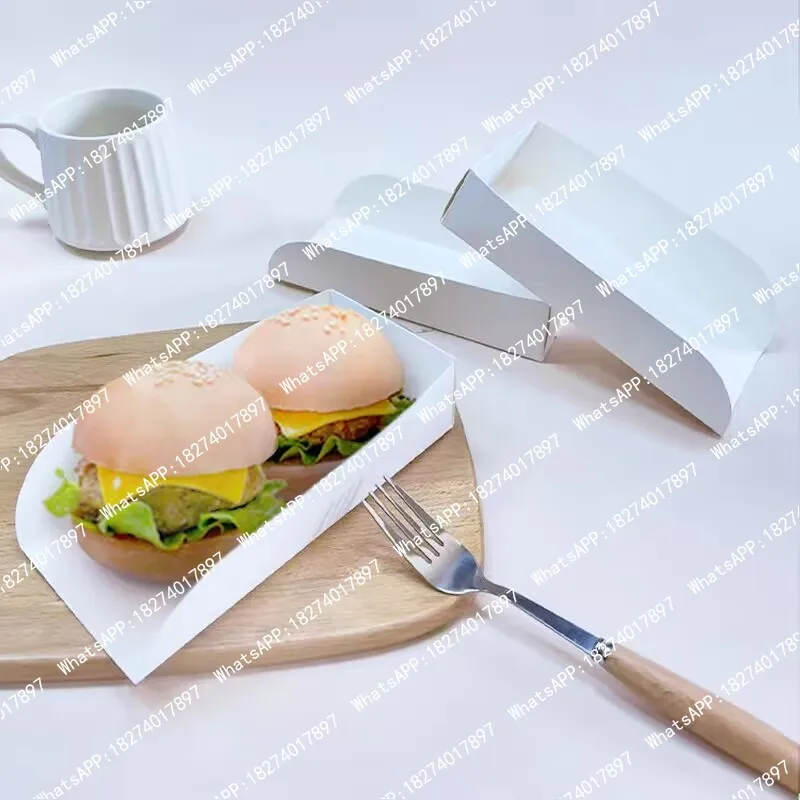 

50pcs Mini Hamburger Paper Box Pancake Toast Sandwich Bread Holder Snack Street Food Packaging Boxes Festival Party Supplies