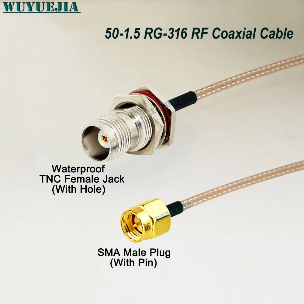 SMA Male Plug to Straight TNC Female Jack RG316 Coax Cable Low Loss RF Jumper for Router Antenna Ham Radio Communication Device