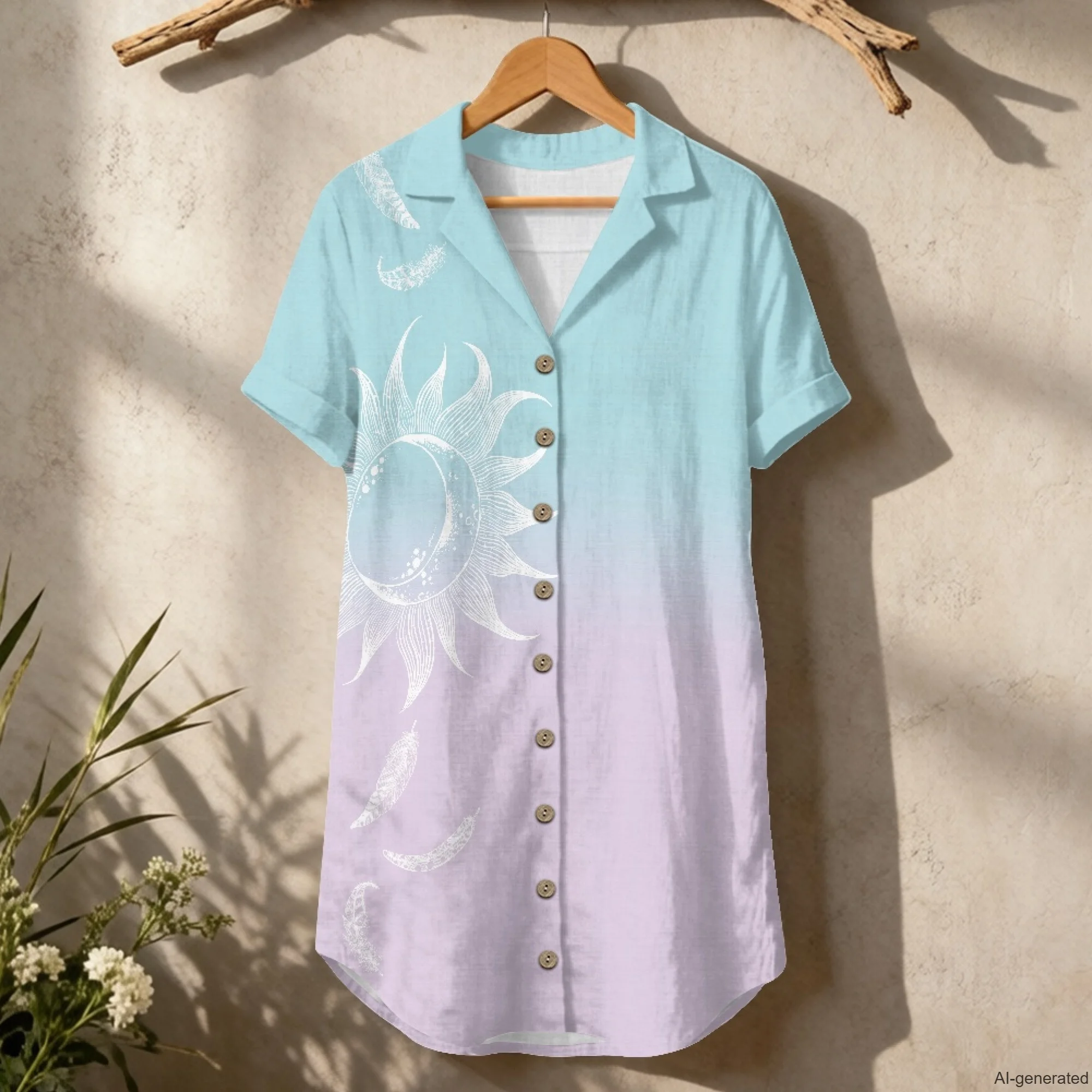 XIXIRIMIDO Summer Women's Line - Casual Loose Linen Shirt Dress 评论和价格
