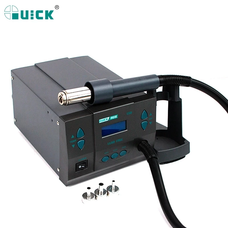 Quick 861X smart lead-free hot air rework station hot Gun Soldering Station with 3 air nozzle 1300W Desoldering Station