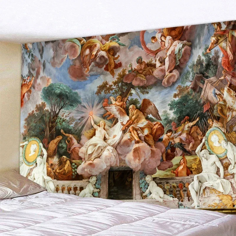 Ancient Greek Mythology Oil Painting Decorative Wall Hanging Tapestry Psychedelic Bohemian Hippie Bedroom Wall Decor Bedspread