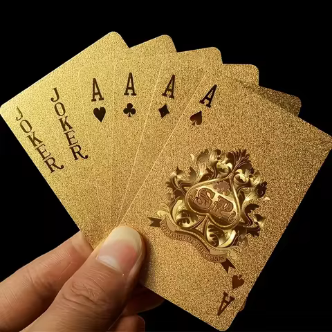 Gold Plated Foil Poker Cards Deck Europe Style Plastic Playing Card Waterproof Card Game Props Magic Tools Holiday Collectibles