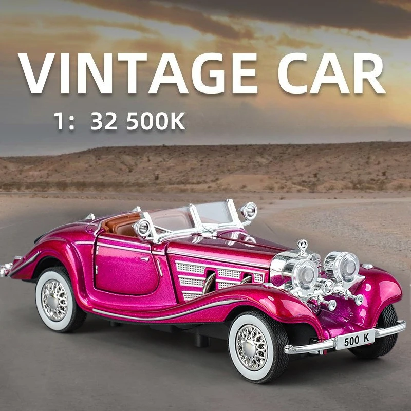 

1:32 500K винтажный автомобиль, литая под давлением модель автомобиля из сплава металла, коллекции автомобилей, украшения для хобби, подарок другу