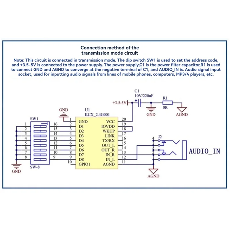 ABUO-For وحدة الصوت اللاسلكية 2.4G وحدة نقل ستيريو عالية الدقة لمشاريع تعديل مكبر الصوت بنفسك #5