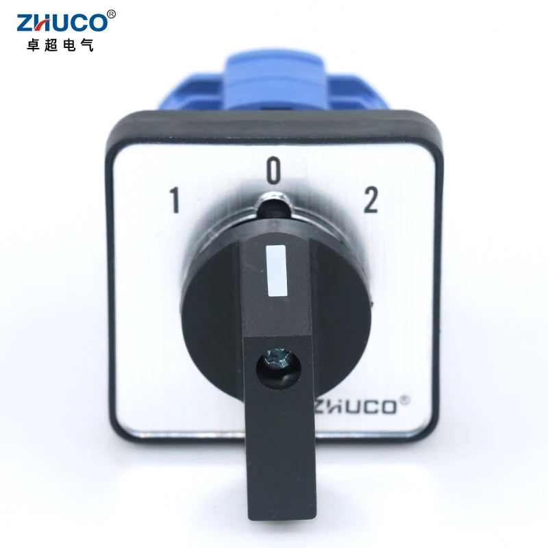 ZHUCO SZW26/LW26-20 Ith 20A Ui 660V 2 Pole 8 Screws 3 Position 64X64 48X48 mm Panel Transfer ON OFF ON Changeover Cam Switch