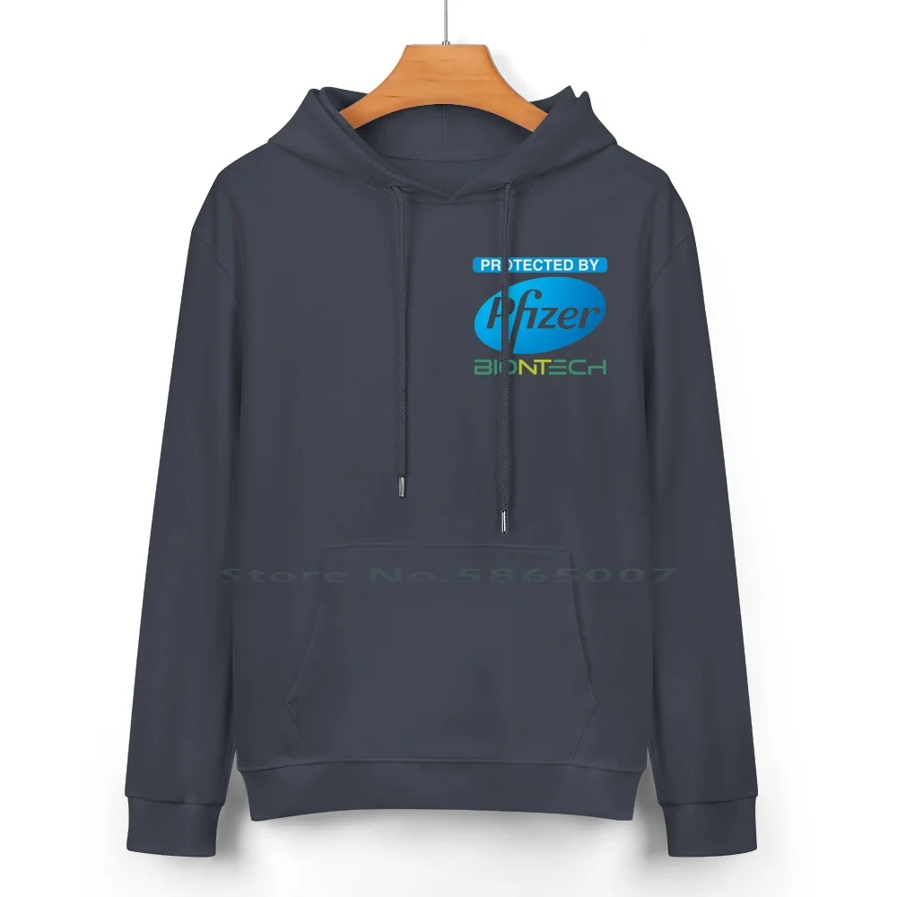 Protected By Pfizer Biontech Pure Cotton Hoodie Sweater 24 Colors Protected Biontech Pfizer Vaccine 2020 Vaccinated Sign