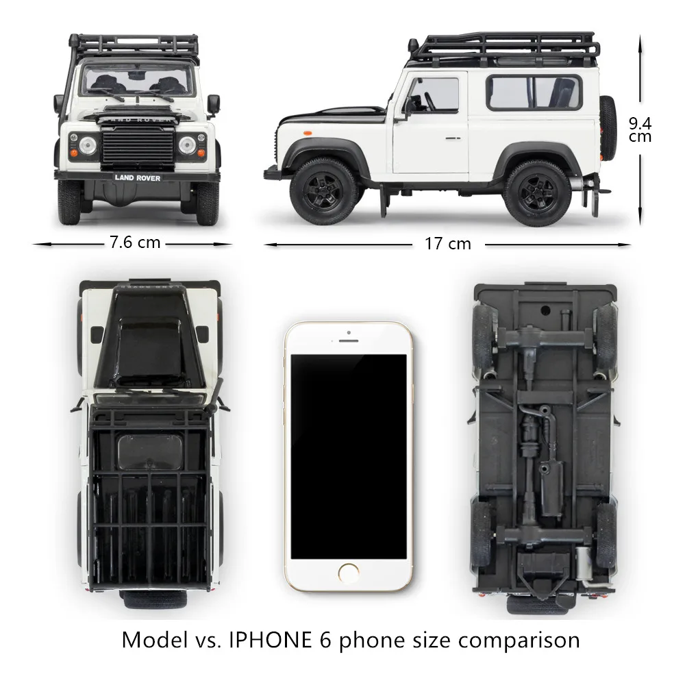 WELLY 1:24 Land Rover Defender Silver sports car simulation alloy car model crafts decoration collection toy tools gift