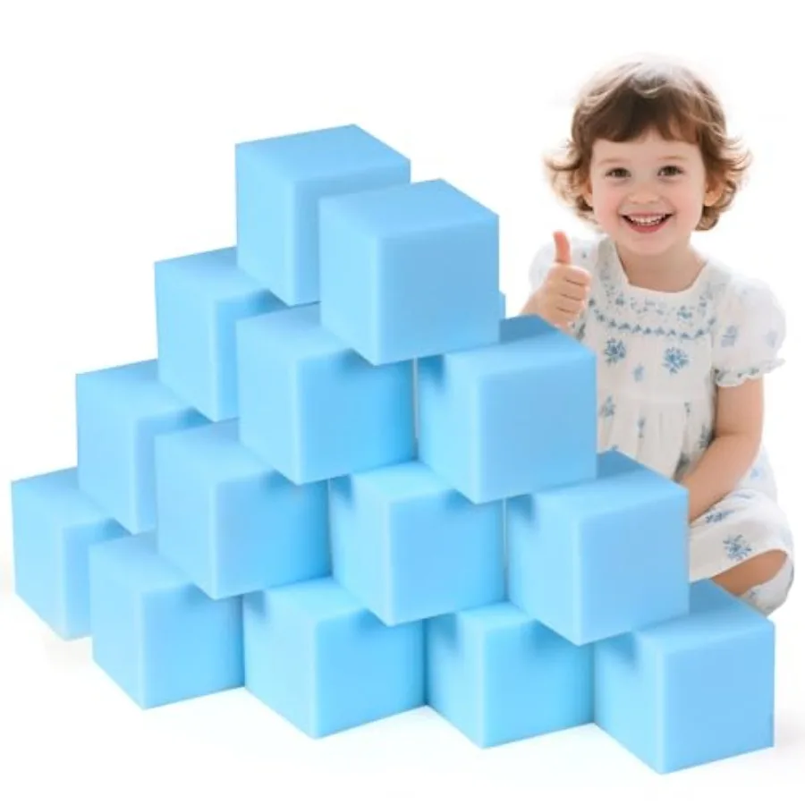 

Foam Pit Blocks for Amusement Park Gymnastics Freerunning Parkour Courses - 48PCS 5 x 5 x 5 Light Blue High-Density Impact-Abso