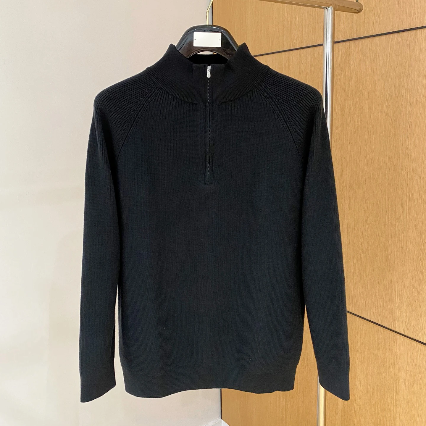 

BC simple and versatile solid color men's long-sleeved zipper stand-up neck knitted sweater