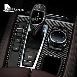AIRSPEED Carbon Fiber for BMW X5 F15 X6 F16 2014 2015 2016  2017 Accessories Interior Trim Console Car Gear Shift Panel Sticker