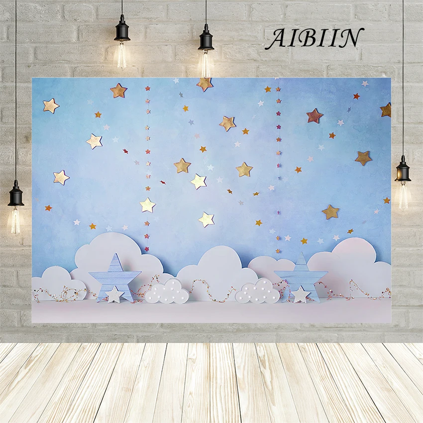 AIBIIN 7x5ft 1st Birthday Photo Backdrop Balloon Gold Star Background For Photography First Birthday Party Decoration