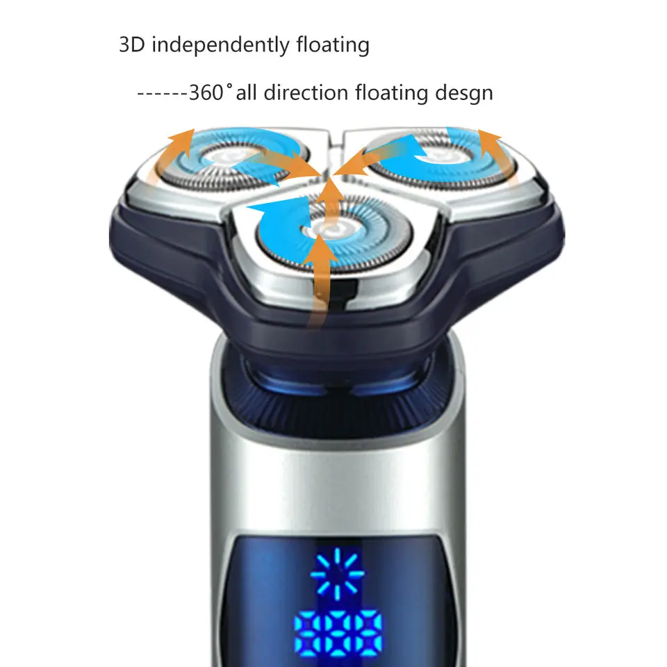 VGR 3D Pro Electric Shaver For Men Washable Beard Rotary Electric Razor Rechargeable Facial Shaving Machine Wet Dry USB