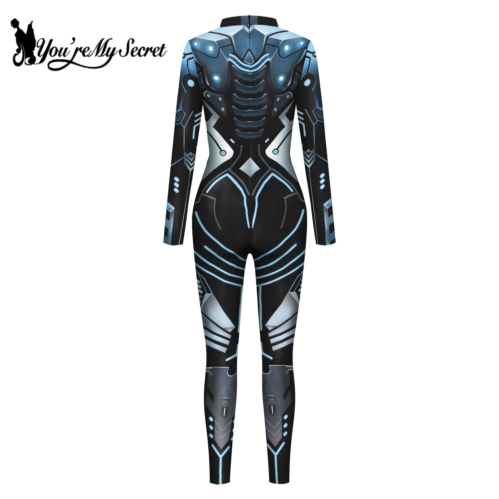 [You\'re My Secret] Women\'s Long Sleeve Bodysuit Superhero Mechanical Armor Robot Jumpsuit Cosplay Costume Cool Zentai Suit