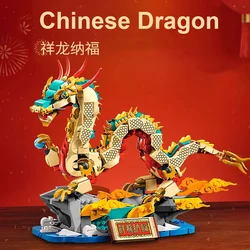 1171PCS Creative Chinese Auspicious Dragon Building Blocks 80112 Assemble Bricks Toys New Year Gift For Kids Boy