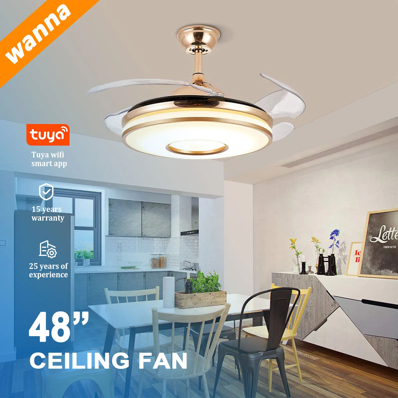 

Ограниченный инвентарь Интеллектуальное управление приложением Невидимые потолочные вентиляторы Экономия места Выдвижные лопасти со светодиодной подсветкой