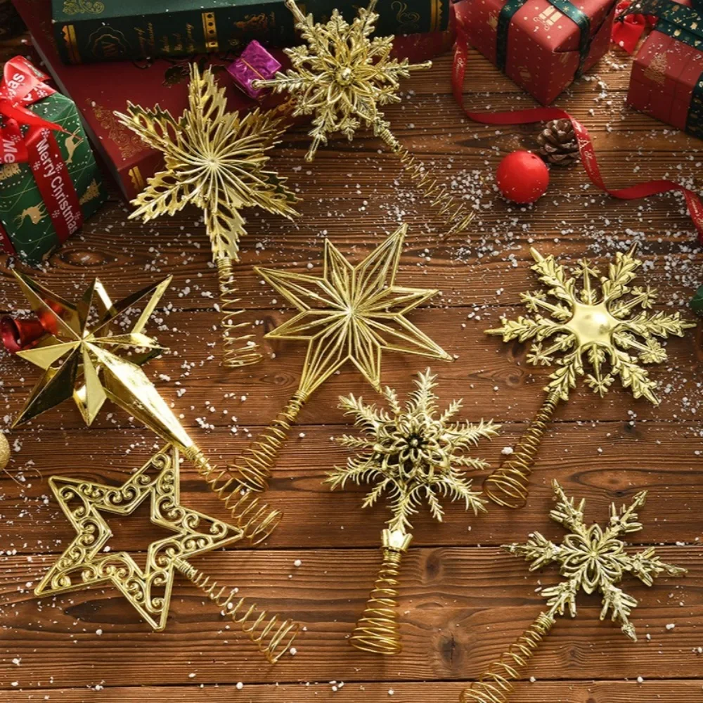 Топпер для рождественской елки, блестящая золотая звезда, ажурная 3D снежинка, подвеска в виде рождественской елки, украшение для дома, новогоднее украшение, подарок для вечеринки, поставки