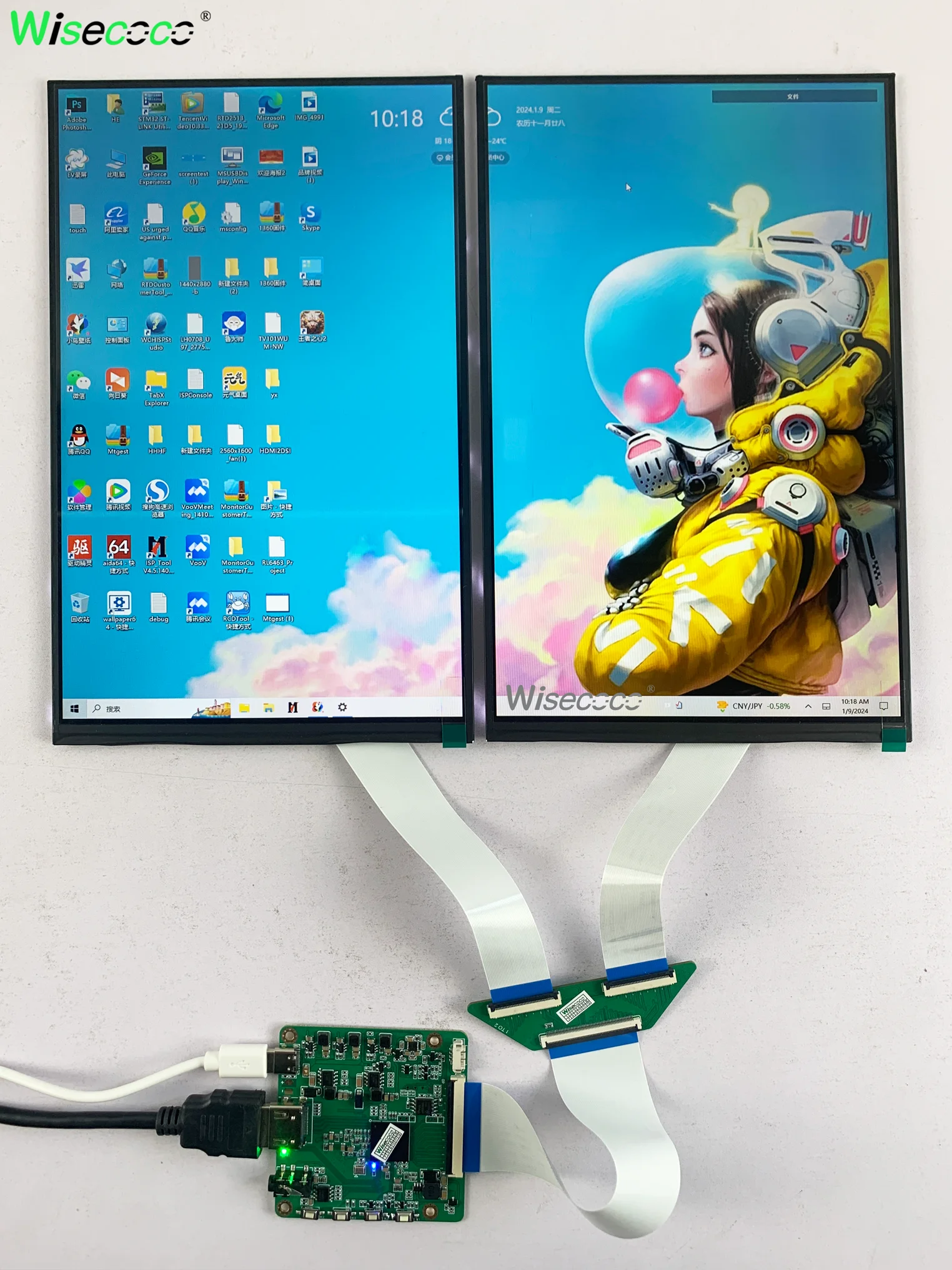 Wisecoco 10.1 Inch Dual Screen Display 1280x800 LCD Screen Module For Raspberry Pi Macbooks Windows Laptops Secondary Display