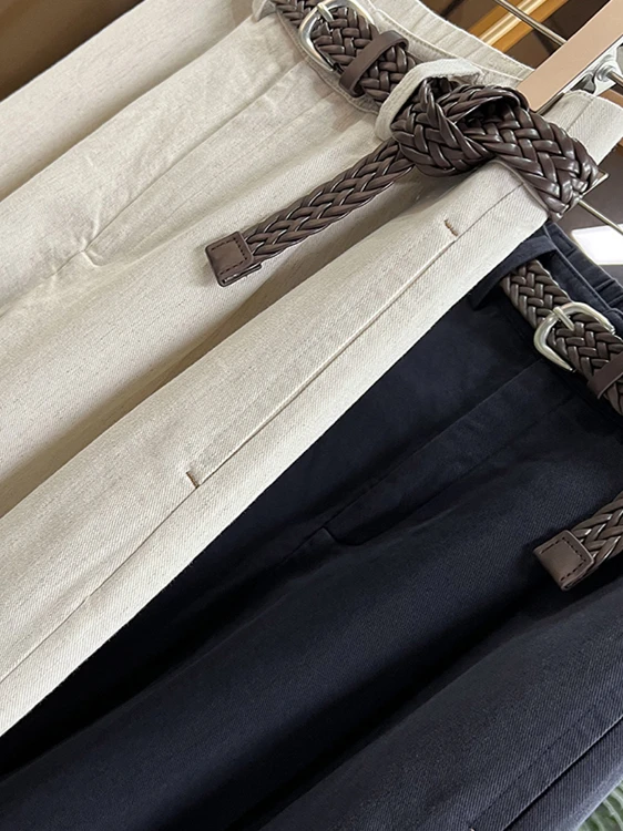 Plones informs de lino y aodón de cintura alta para mujer, novedad de verano, plones de pierna ancha de pierna r...