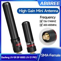 ABBREE AR-806+ Dual Band Mini Antenna SMA-Female 10W High Gain For Baofeng UV-5R BF-888S UV-21 UV-32 UV-5RH Quansheng UV-K5 K6