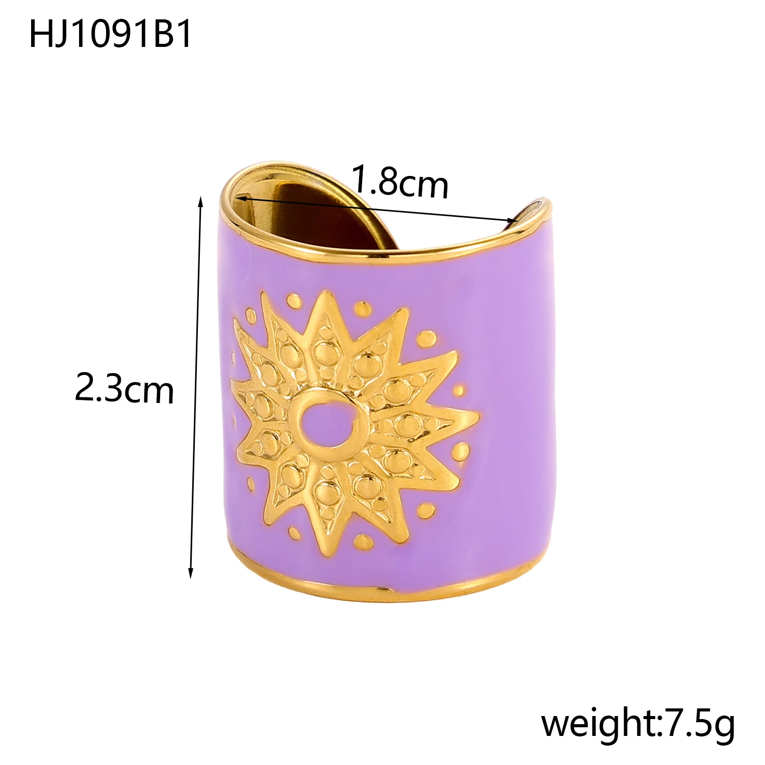 CARLIDANA Elegant Enamel Rings Stainless Steel Muti Color Sun Gold Plated Adjustable Open Rings for Women's Fashion Statement