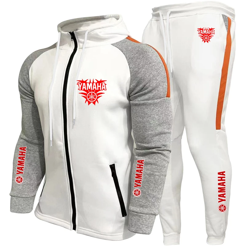 Conjunto de Treino Masculino YAMAHA: Jaqueta com Capuz Oversized de Secagem Rápida e Calça de Moletom para Fitness - Duas Peças