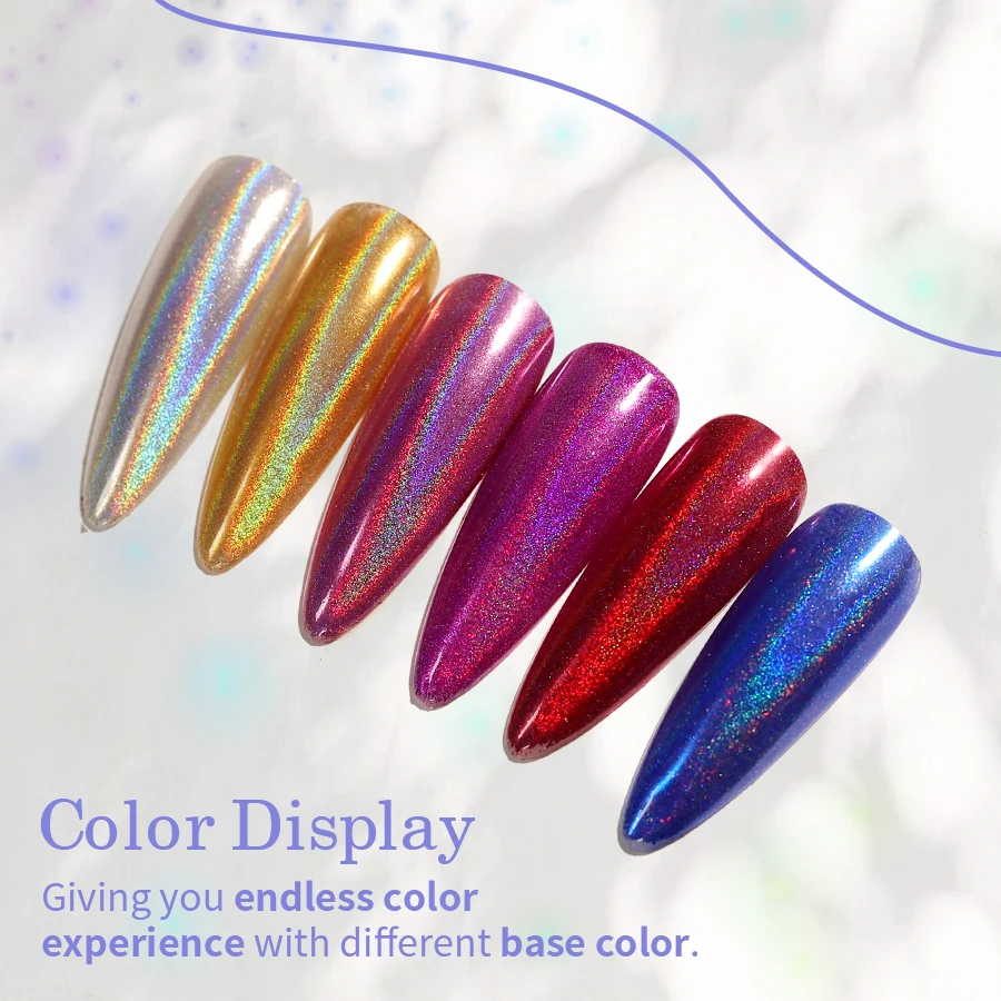 LIMEGIRL Polvere glitter per unghie Decorazione per nail art Effetto specchio metallico Polvere di pigmento olografica Aurora Chameleon per nail art