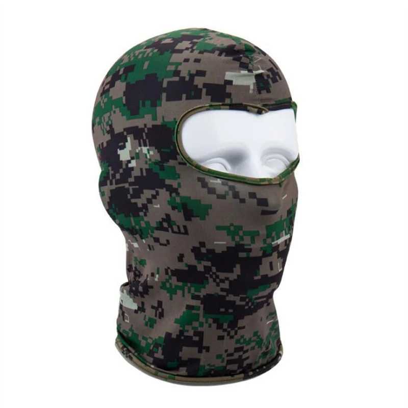 Outdoor Full Face Mask Spandex Balaclava Thin Motorcycle Cycling Ski CS Mask Digital Green Camo