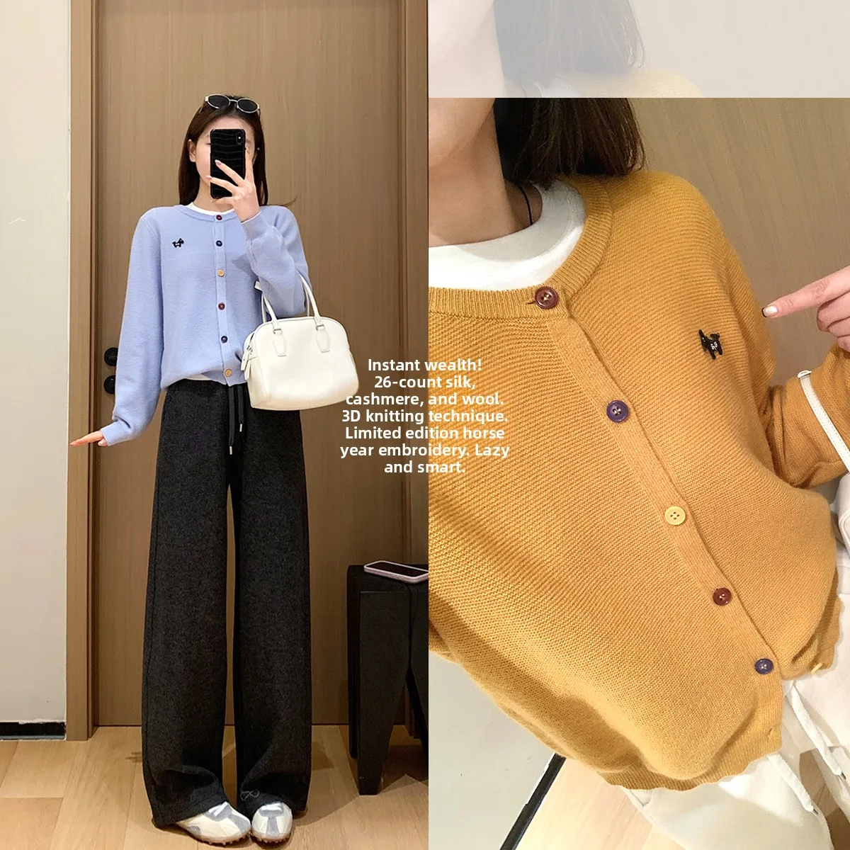 

Лимитированная серия: Шелковый вязаный кардиган с вышивкой и цветными пуговицами, женский, для повседневной носки, с длинными рукавами, стандартный крой, весенняя коллекция