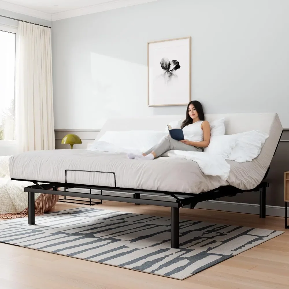 

Ergonomic Adjustable Bed Base King Size, Independent Head and Foot Incline, Wireless Remote Control with Quiet Motor Bed Bases