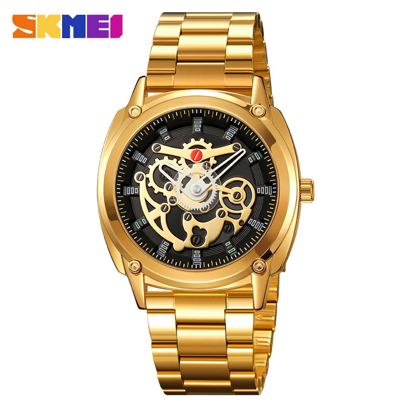 Skmei 2293 Wijzerplaat Heren Horloge 30 Meter Waterdicht Stalen Strip Quartz Horloge Heren Horloge Driedimensionale Mechanische Wind