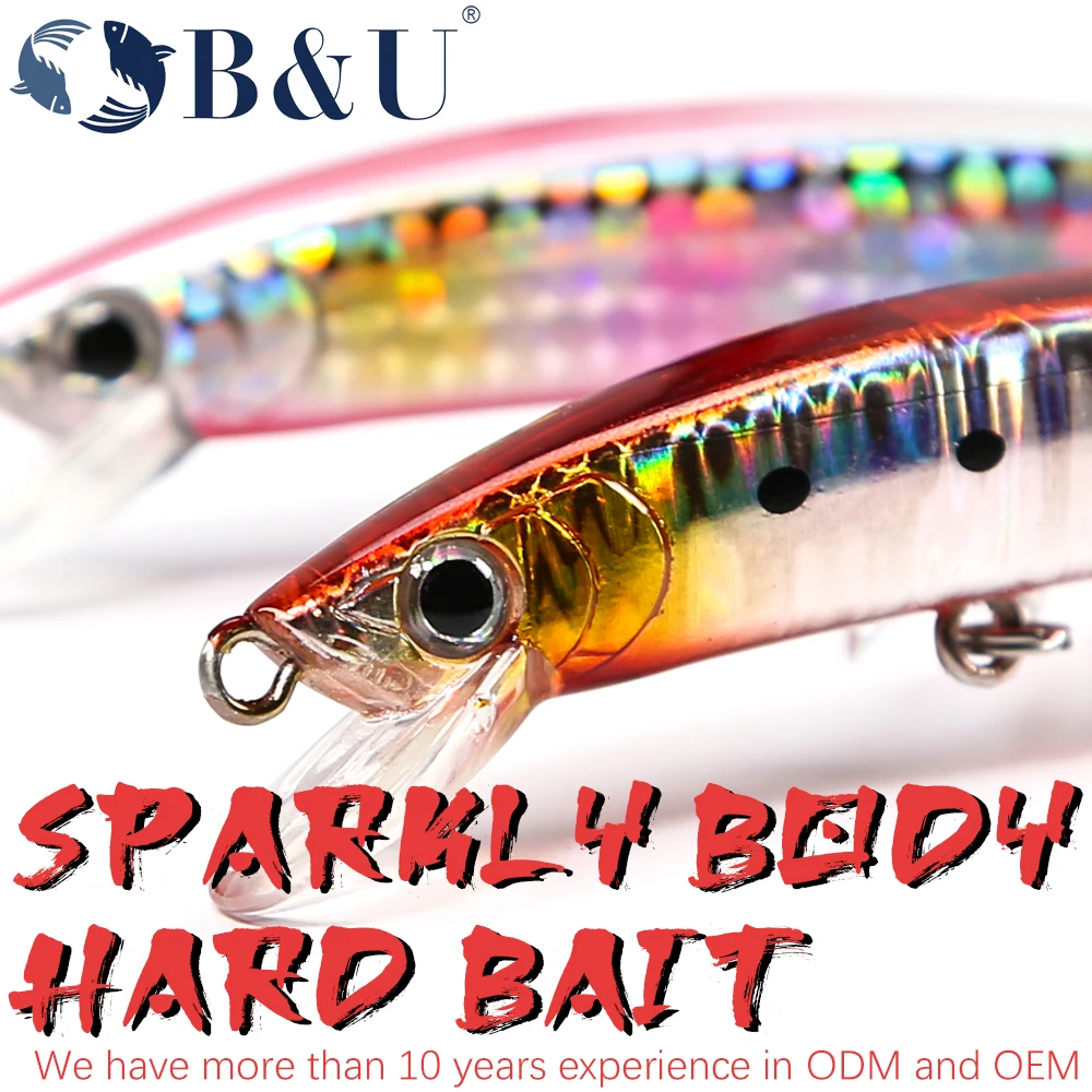 B&U Slow Sinking Minnow Saltwater Egi Lure Fishing 3.5# 110mm 19.1g Seabass Culttfish Trout Pike River Lake Hard Baits Jerkbait