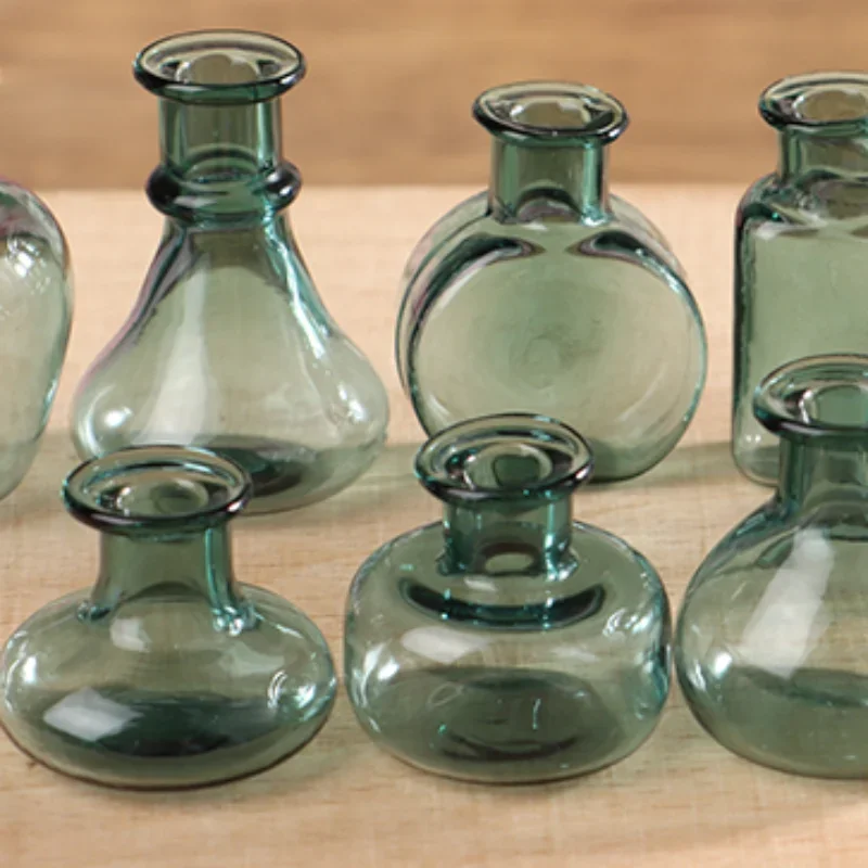 Vaso de vidro em miniatura para casa de bonecas, vaso de armazenamento para arranjador de flores, decoração de jardim para casa, acessórios para casa de boneca, 1 peça